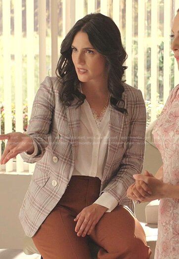 Stacey's grey plaid blazer on Dynasty
