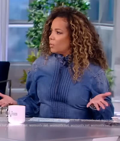 Sunny's denim pleated shirt on The View