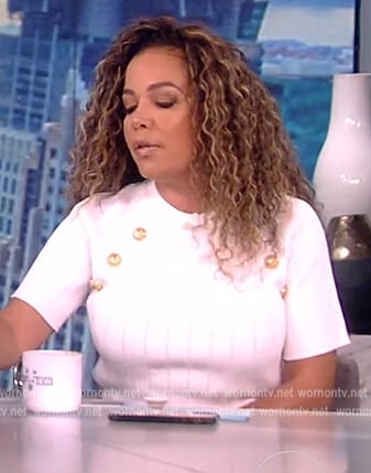 Sunny's white button embellished top on The View