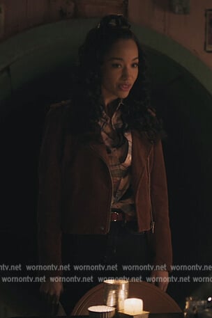 Tabitha's brown suede moto jacket on Riverdale