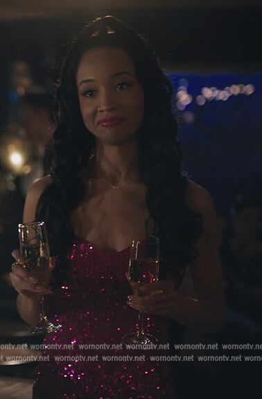 Tabitha's pink sequin midi dress on Riverdale
