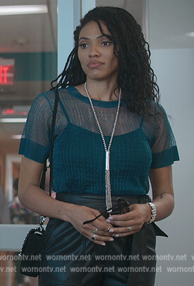 Talia's teal mesh top on First Kill