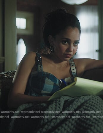 Toni's blue plaid corset top on Riverdale