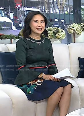Vicky's green and blue leopard print dress on Today