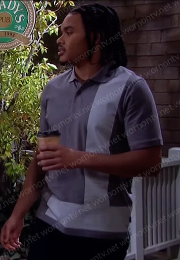 Theo's grey colorblock polo shirt on Days of our Lives