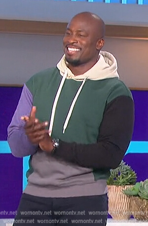 Akbar's colorblock hoodie on The Talk
