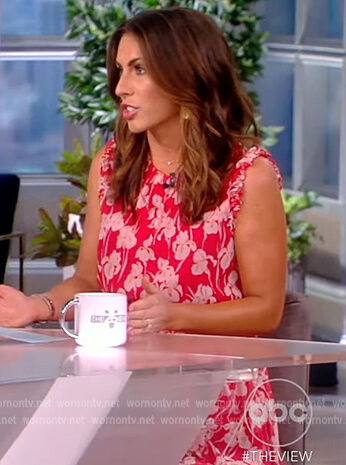 Alyssa Farah's pink floral print mini dress on The View