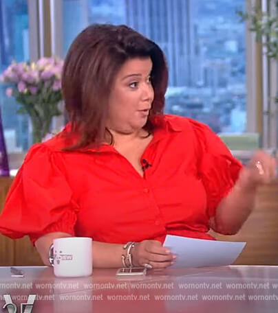 Ana's red puff sleeve shirtdress on The View