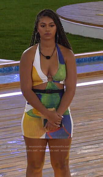 Bria's abstract print ring dress on Love Island USA