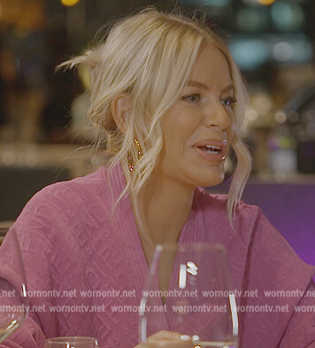 Caroline's pink Fendi logo cardigan on The Real Housewives of Dubai