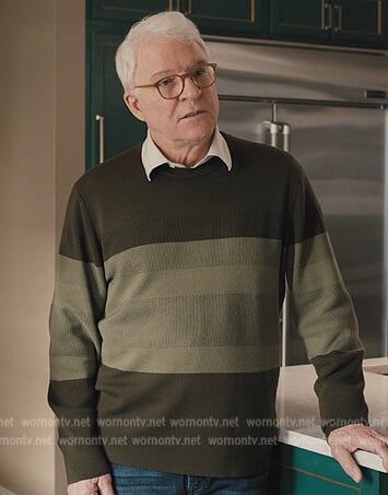 Charles's green stripe sweater on Only Murders in the Building