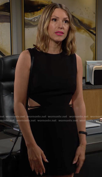 Chloe's black dress with cutout waist on The Young and the Restless