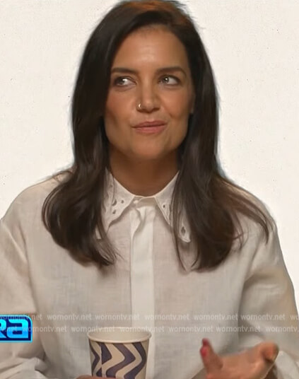 Katie Holmes's broderie collar blouse on Extra