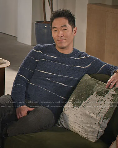 Dave's blue striped sweater on Maggie