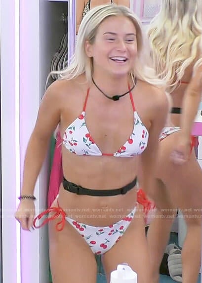 Deb's cherry print bikini on Love Island USA
