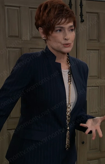 Diane's navy pinstripe blazer on General Hospital