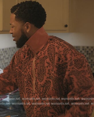 Emmett's paisley print zip sweatshirt on The Chi