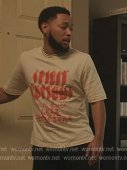 Emmett's Spirit Rhythms print tee on The Chi