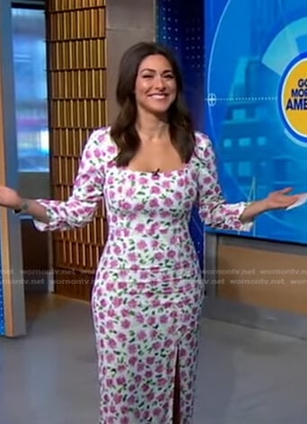 Erielle Reshef’s white floral square neck dress on Good Morning America