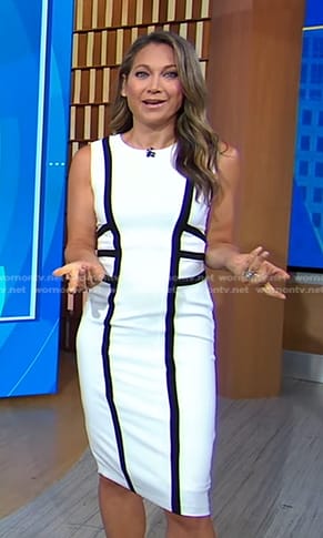 Ginger's white contrast stripe dress on Good Morning America