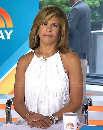 Hoda's white sleeveless lace top on Today