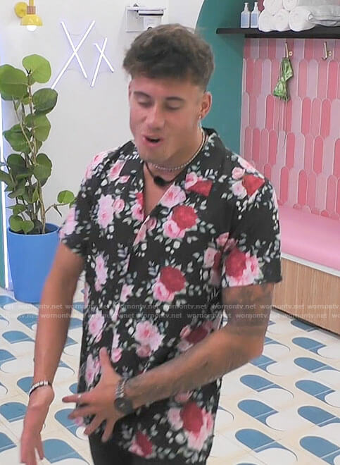 Isaiah's black floral shirt on Love Island USA