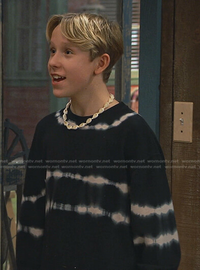 Jake's black tie dye sweatshirt on Bunkd