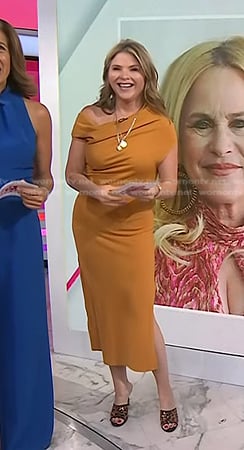 Jenna's orange one off-shoulder dress on Today
