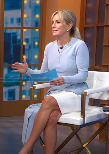 Jennifer's blue asymmetric draped top on Good Morning America