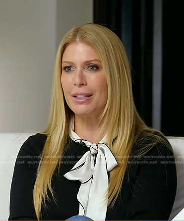 Jill's black contrast tie neck sweater on Today