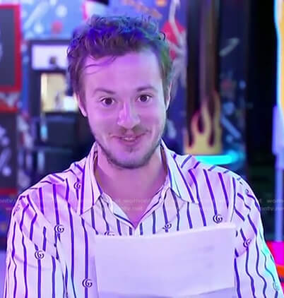Joseph Quinn's white striped shirt on Access Hollywood