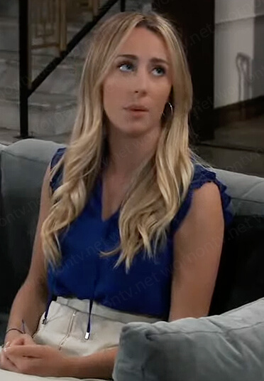 Josslyn's blue tie neck top on General Hospital