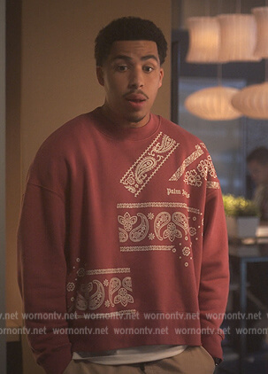 Junior's red bandana print sweatshirt on Grown-ish