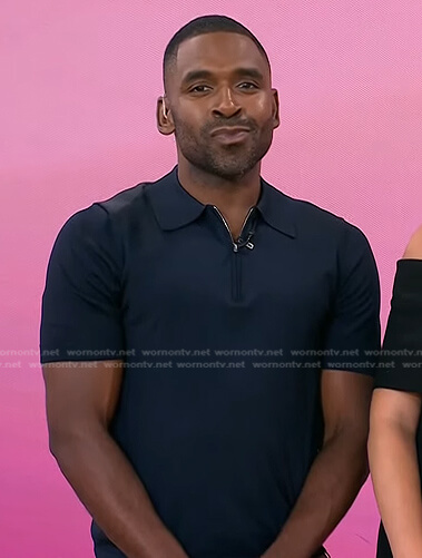 Justin's navy polo shirt on Today