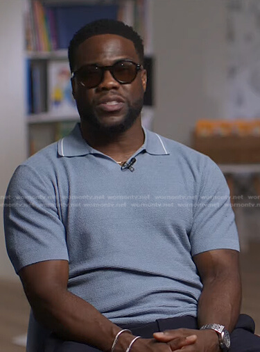 Kevin Hart's blue polo shirt on Today