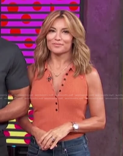 Kit's orange ribbed sleeveless top on Access Hollywood