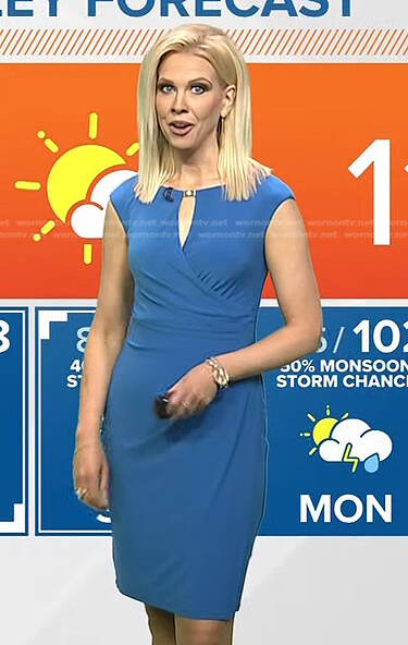 Krystle’s blue keyhole sheath dress on Today