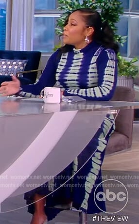 Lindsey Granger's blue tie dye top and skirt on The View
