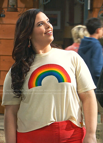 Lou's rainbow print tee on Bunkd