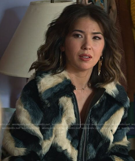 Louise's striped fur jacket on Maggie