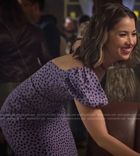 Louise's purple polka dot dress on Maggie