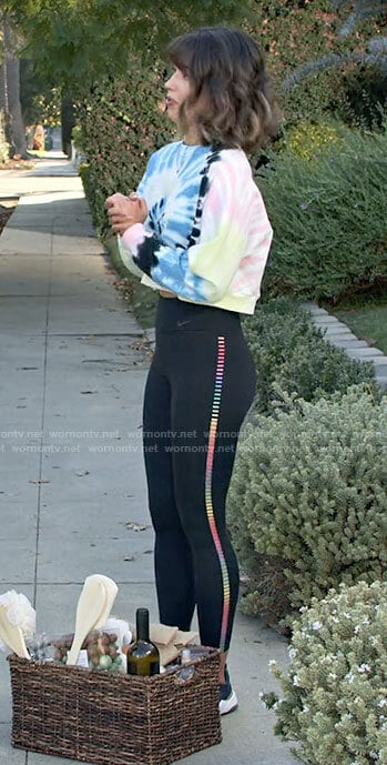 Louise's rainbow tie dye sweatshirt on Maggie