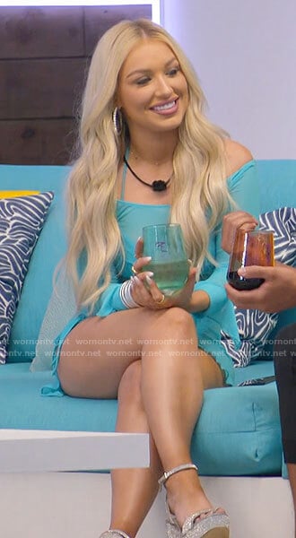 Mady's blue mesh dress on Love Island USA