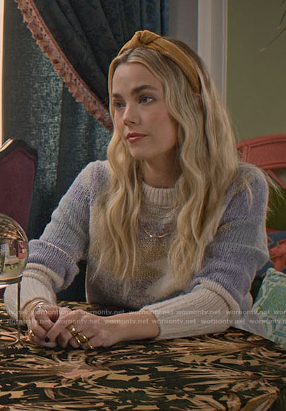Maggie's abstract print sweater on Maggie