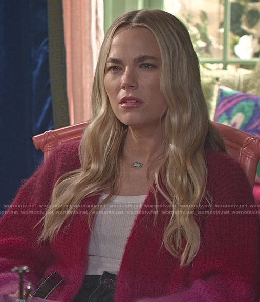 Maggie's pink ombre cardigan on Maggie