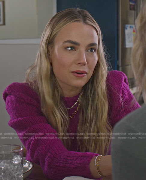 Maggie's pink sweater on Maggie