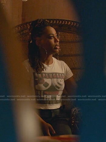 Malika's graphic print cropped tee on Good Trouble