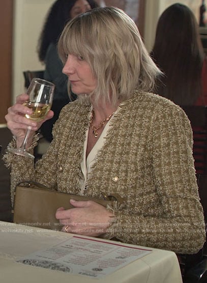 Maria's frayed tweed jacket on Maggie