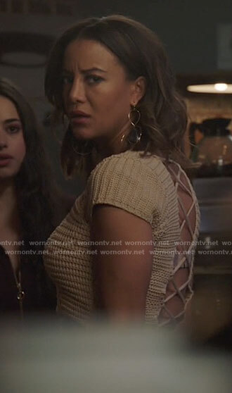 Maria's knit lace-up back top on Roswell New Mexico