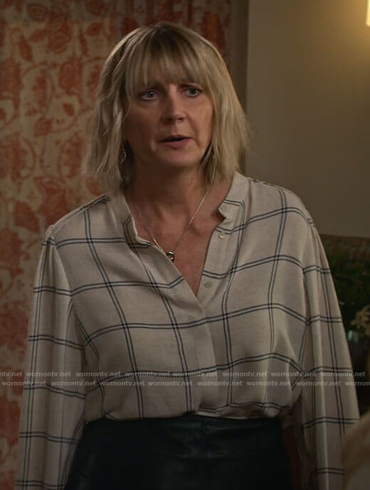 Maria's windowpane check blouse on Maggie